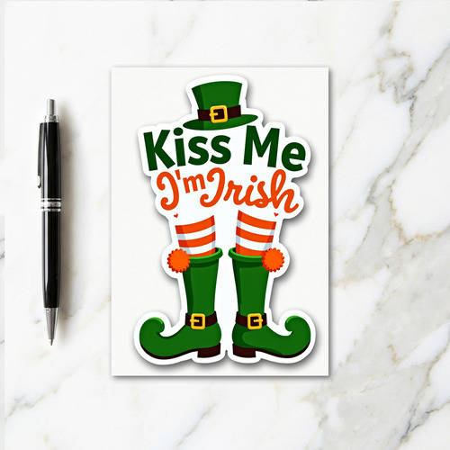Irish Kiss Me Leprechaun Art Card