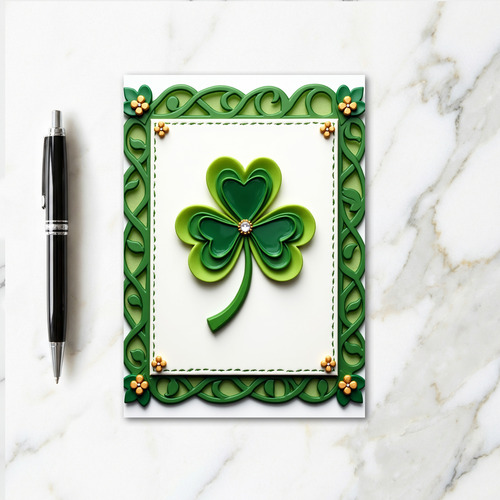 Irish Shamrock Gem Celebration Card