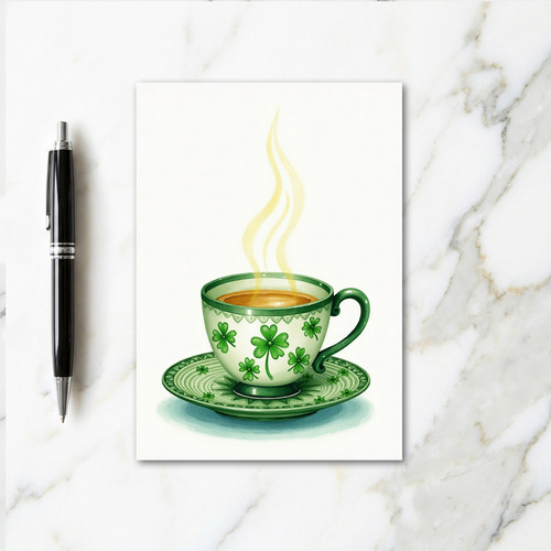 Irish Shamrock Tea Cup Card