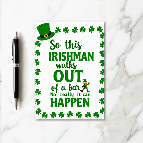 Irishman Bar Joke Funny Card