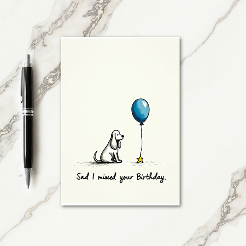 Ivory Dog Missed Birthday Card