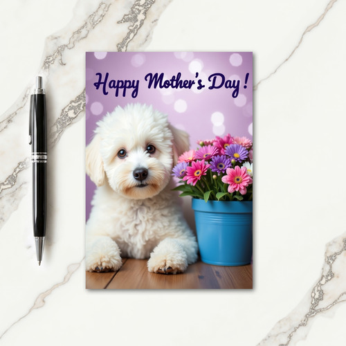 Ivory Puppy Mothers Day Card