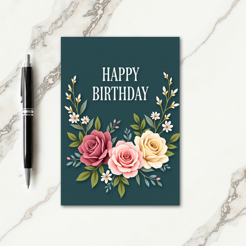 Ivory Rose Birthday Card