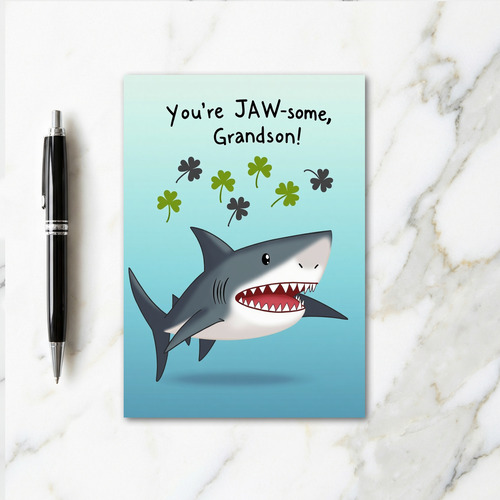 Jawsome Grandson Shark Card