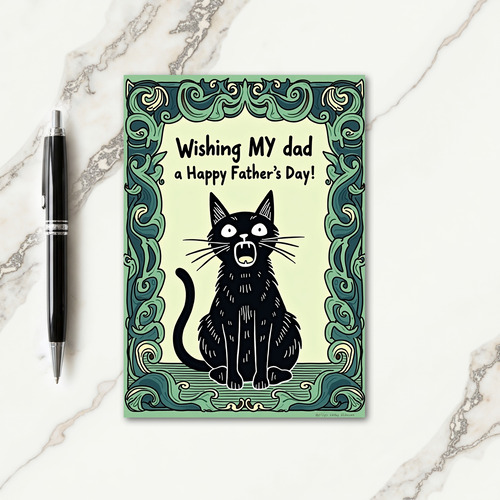Jet Black Cat Fathers Day Card