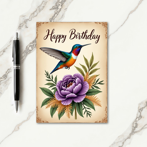 Jewel Bird Birthday Card