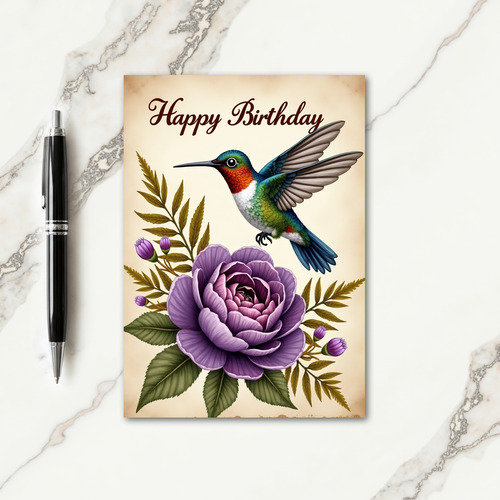 Jewel Bird Bloom Birthday Card