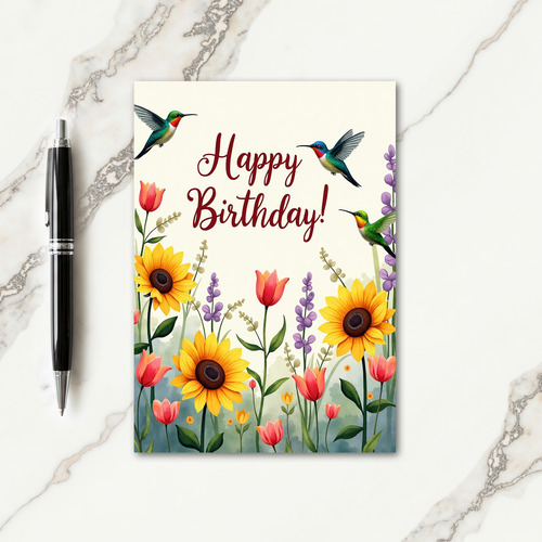 Jewel Birds Birthday Scene Card