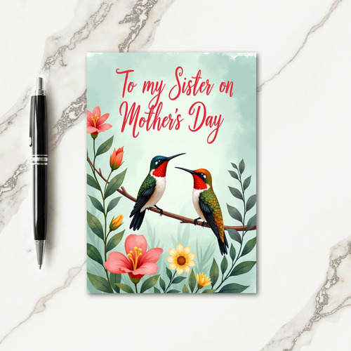Jewel Birds Mothers Day Sister Card