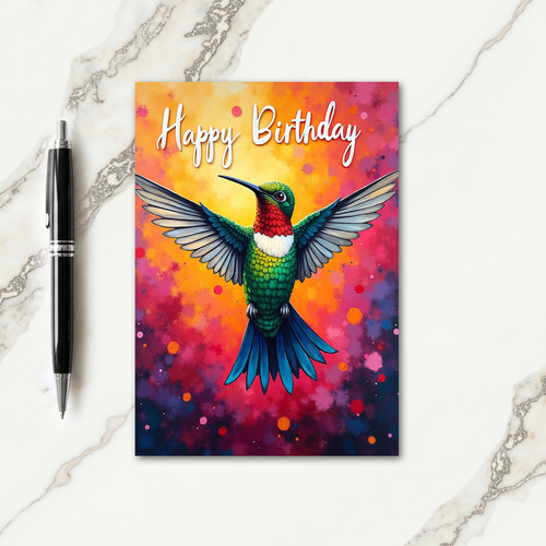 Jewel Toned Bird Birthday Card