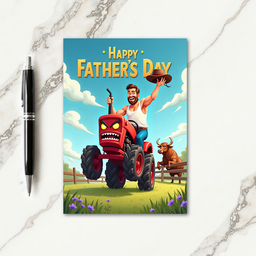 Jolly Fathers Day Tractor Card