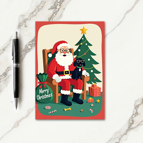 Jolly Man And Pup Christmas Card