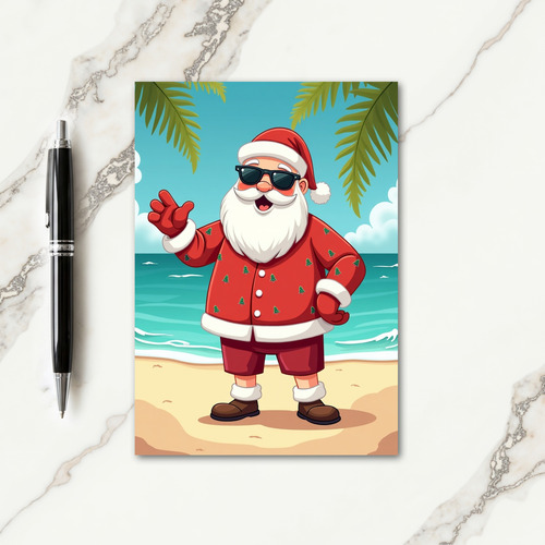 Santa Beach Holiday Card