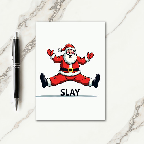 Jolly Santa Jumping Christmas Card