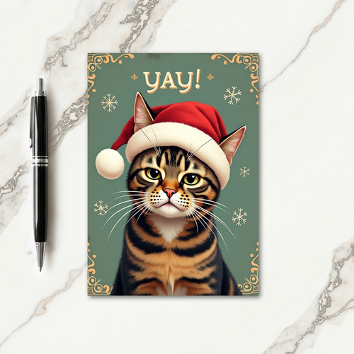 Jolly Striped Cat In Hat Card