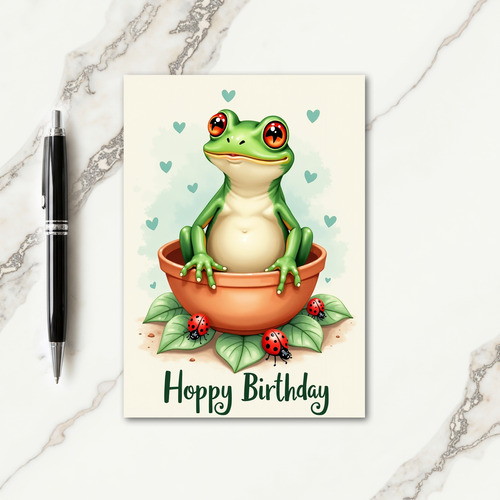 Jovial Frog Birthday Card