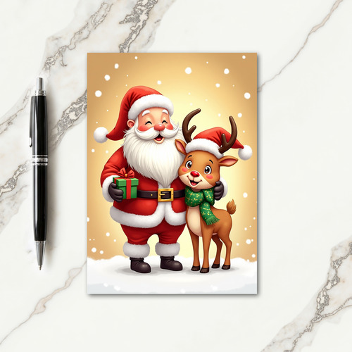 Jovial Old Man Deer Christmas Card