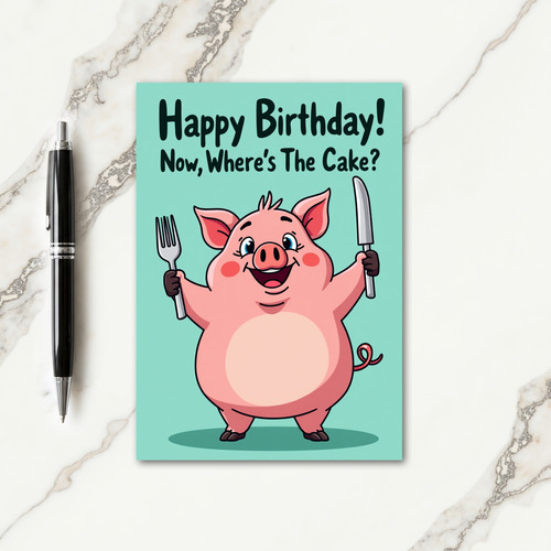 Jovial Pig Feast Birthday Card