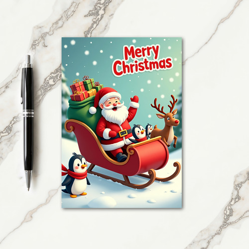 Jovial Sleigh Ride Christmas Card