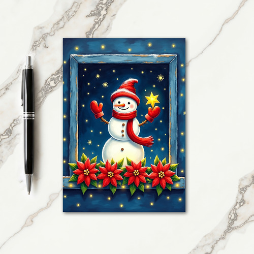 Jovial Snowman Scene Card