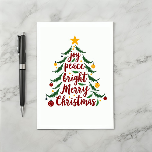 Joy Peace Bright Merry Christmas Tree Card