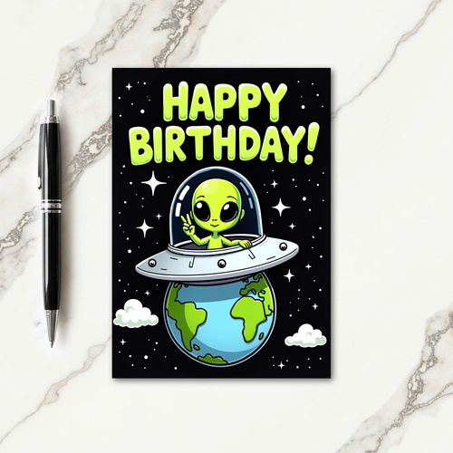 Joyful Alien Birthday Card