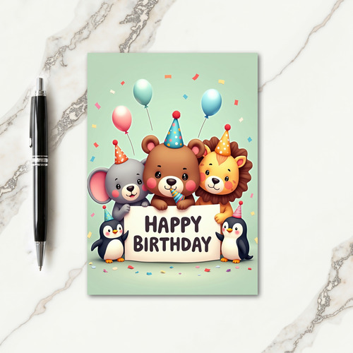 Joyful Animal Friends Birthday Card