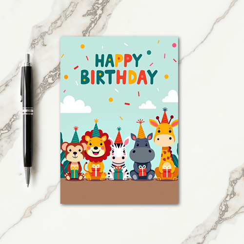 Joyful Animal Party Card