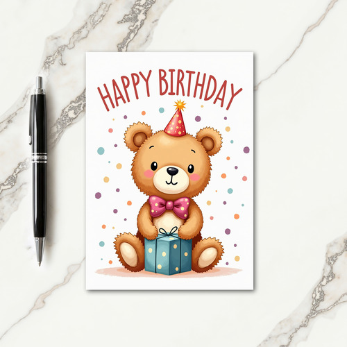 Joyful Animal Party Hat Card