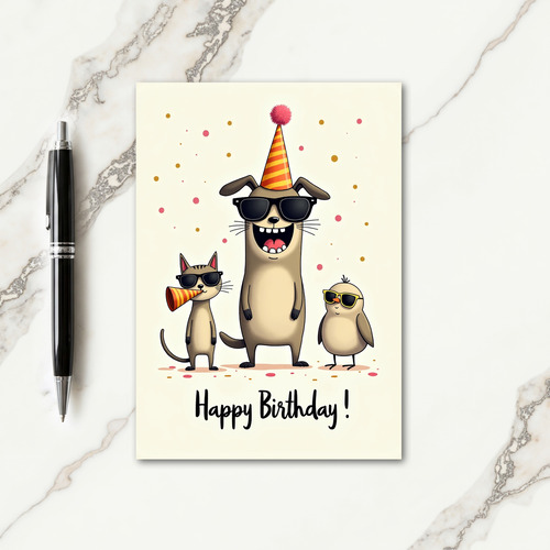 Joyful Animals Party Card