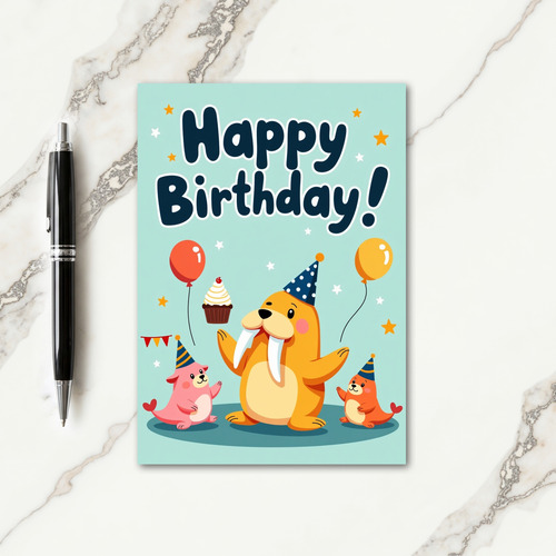 Joyful Aqua Party Card