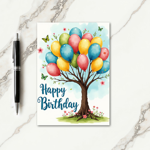 Joyful Balloon Tree Birthday Card