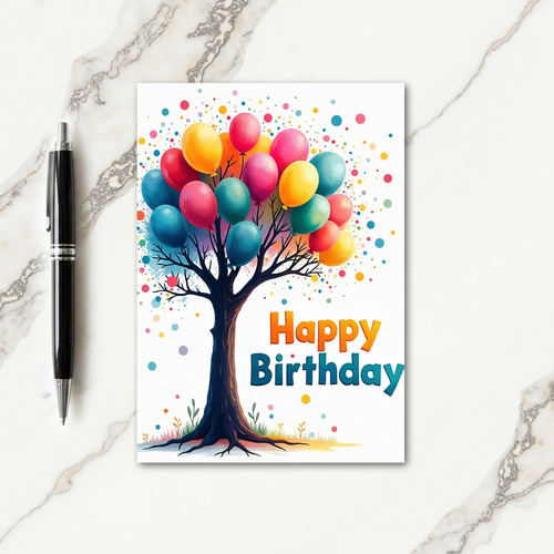 Joyful Balloon Tree Card