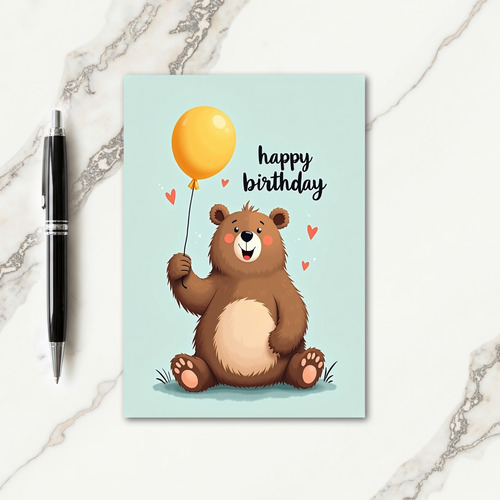 Joyful Bear Balloon Birthday Card