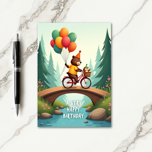 Joyful Bear Bike Birthday Card