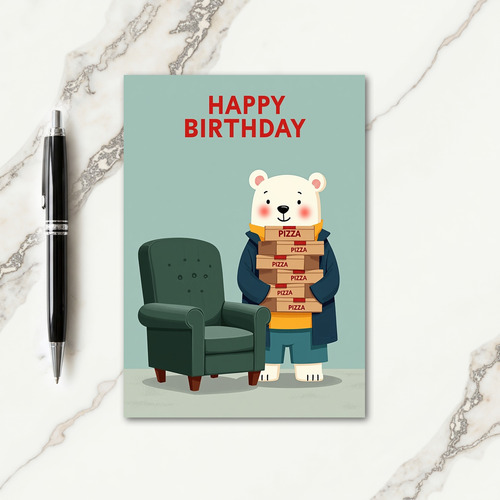 Joyful Bear Pizza Card