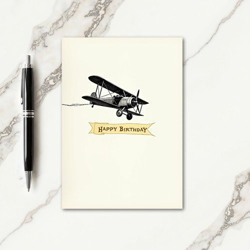 Joyful Biplane Birthday Card