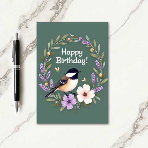 Joyful Bird Wreath Birthday Card