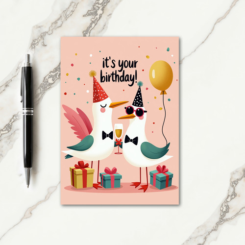Joyful Birds Party Hat Card