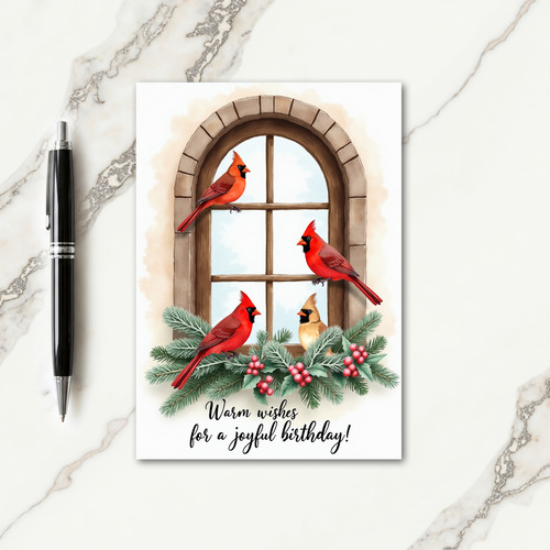 Joyful Birds Window Birthday Card