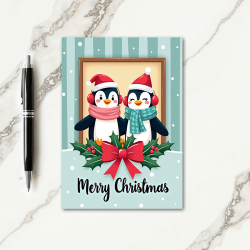Joyful Birds Winter Portrait Card