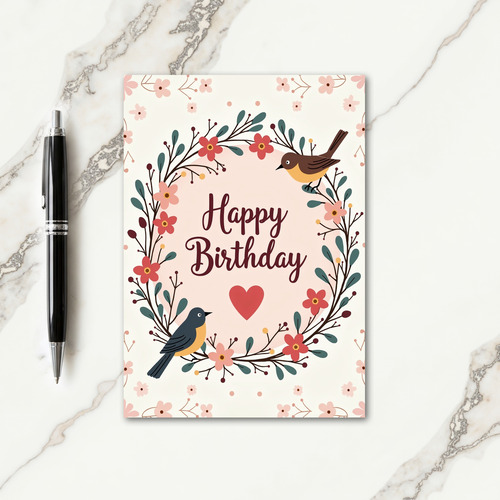 Joyful Birds Wreath Card