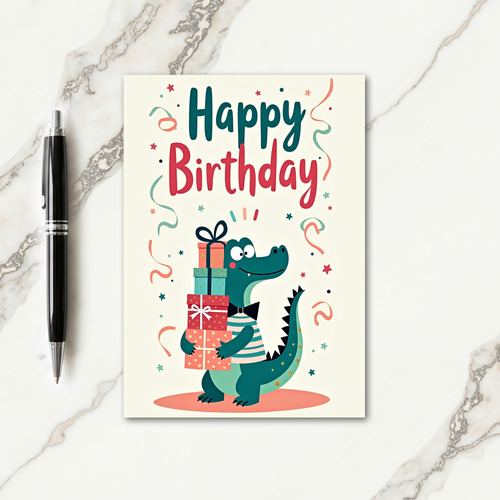 Joyful Birthday Alligator Gifts Card