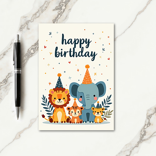 Joyful Birthday Animal Parade Card
