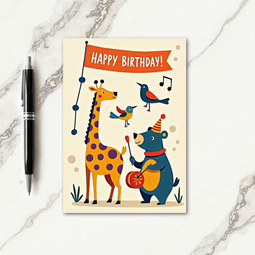 Joyful Birthday Animal Party Card