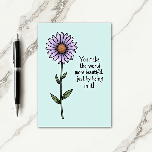 Joyful Birthday Aqua Flower Card