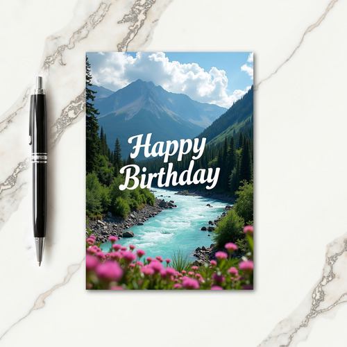 Joyful Birthday Aquamarine River Card