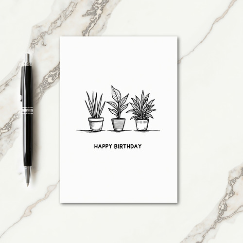 Joyful Birthday Artistic Plant Trio Card