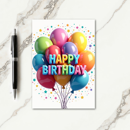 Joyful Birthday Balloon Art Card