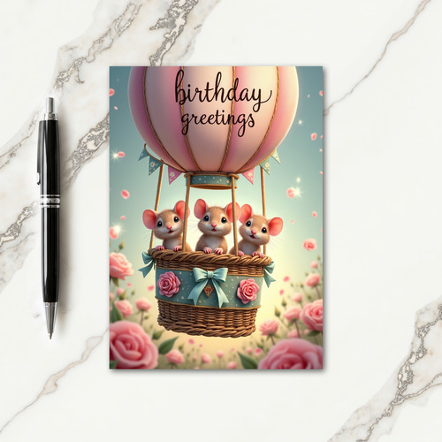 Joyful Birthday Balloon Mice Card
